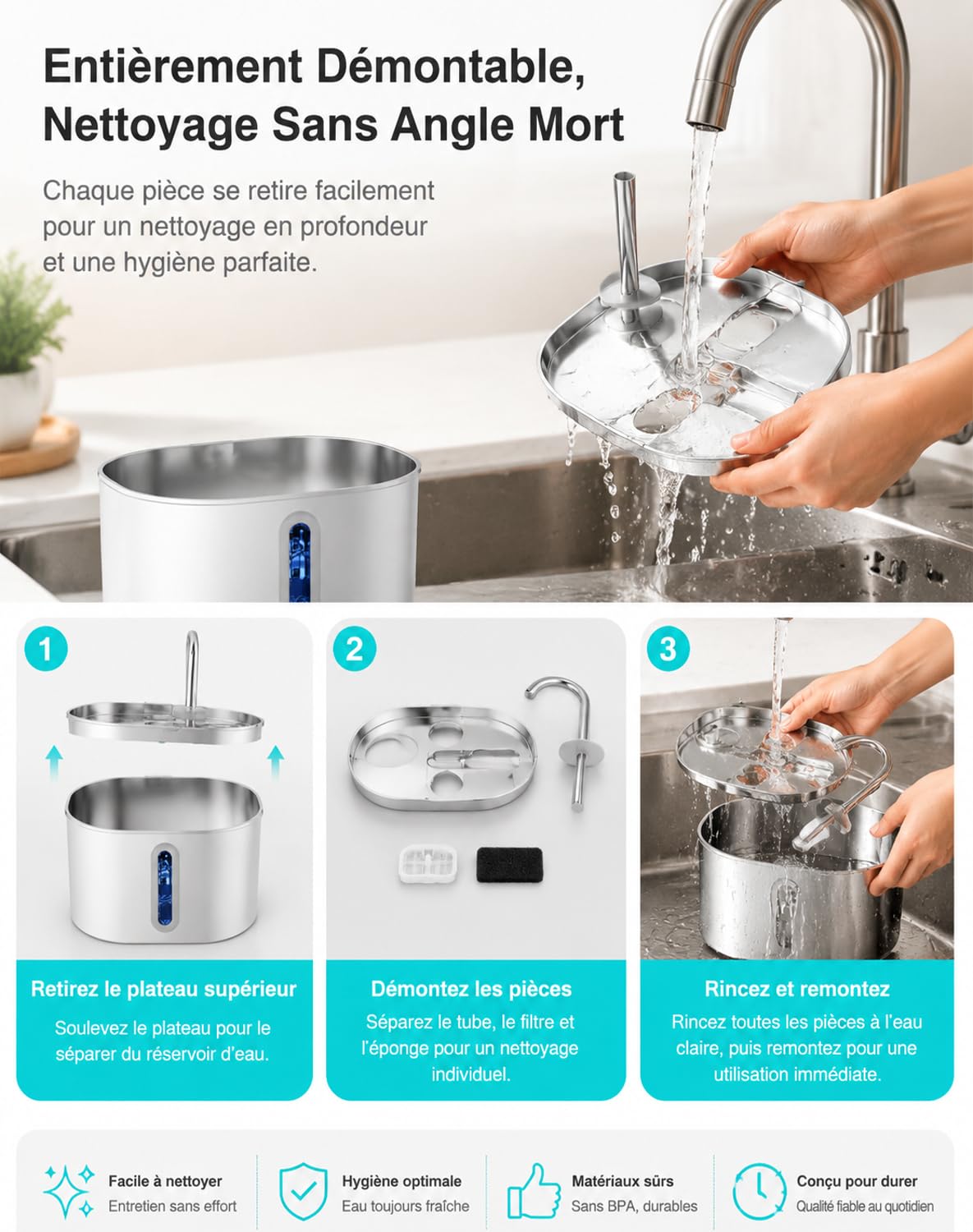 Feliflow - 2026 Nouveau Fontaine à Eau pour Chat FéliFlow, Distributeur Boisson Chien Ultra Silencieux avec Filtre Charbon, Nettoyage Facile pour Hydratation Saine Domicile
