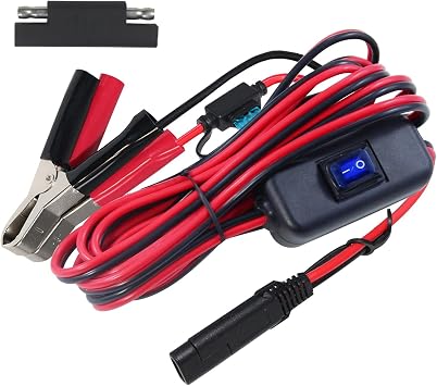 SAE to Battery Alligator Clip - 12V SAE 2Pin Quick Disconnect Cable 10ft SAE to Battery Clamp Cord 15A Fuse 10FT