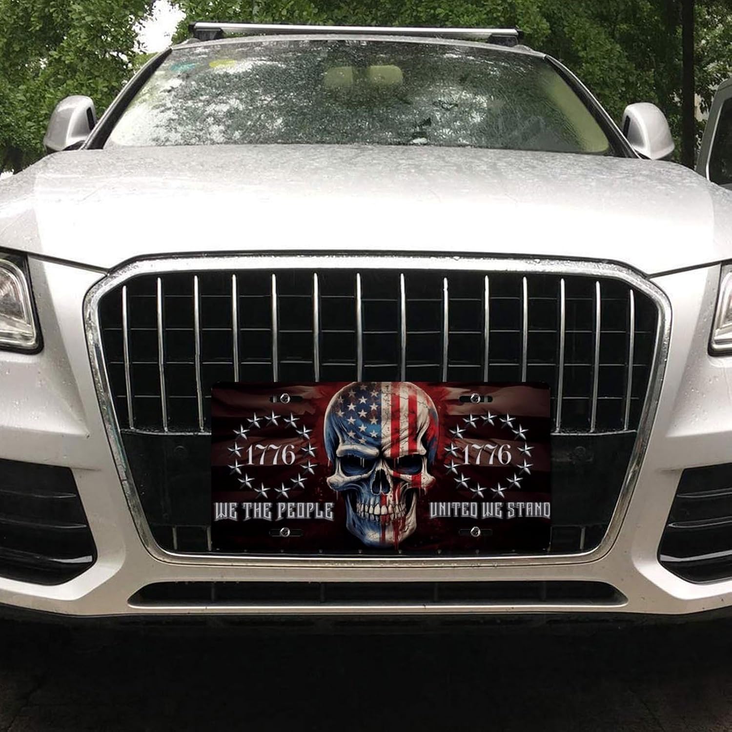 1776 We the People Front License Plate, American Flag Skull, 12 x 6 Inch image 5