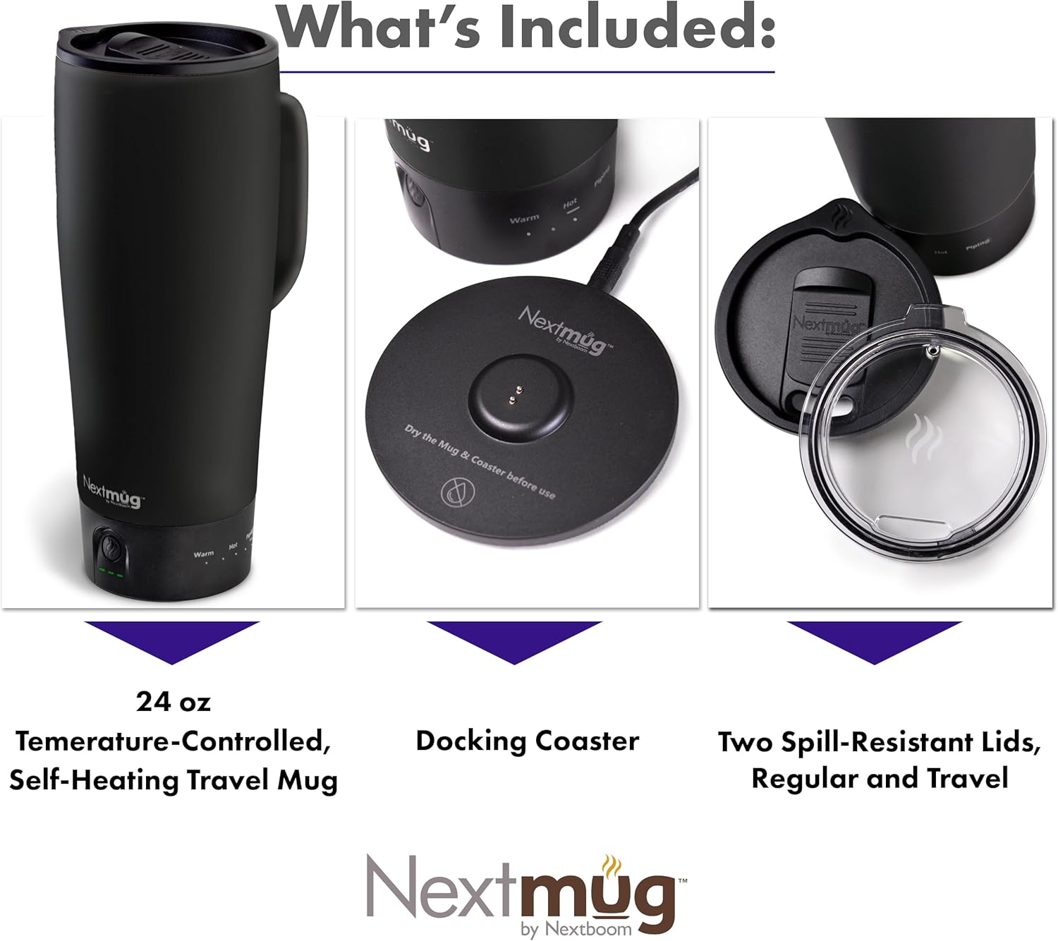 Nextmug Ultra - Temperature-Controlled, Self-Heating Travel Mug (Black - 24 oz.) - Image 3