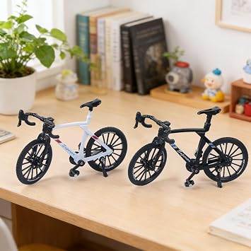 2PCS Mini Finger Bicycle Set, Scale Simulation Mountain Bike Model, Black & White Diecast Alloy Toy, Realistic Desk Decor & Collectible Gift