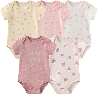 JELYLOVE Unisex Newborn Bodysuit Boy Girl Short Sleeve Baby Romper Soft Cotton Childrens Clothing