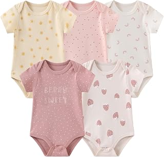 JELYLOVE Unisex 5-Pack Baby Boy Girl Bodysuits New Born Boy Girl Clothing | classic & stylish,easy to mix & match,100%cotton fabric,everyday wear,easy diaper changes,perfect for new parents