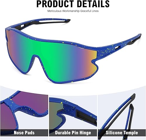 Miniatura 5 de MARIDA Gafas de sol para niños, gafas de sol de béisbol juveniles, protección UV400, gafas de ciclismo deportivas para niños y niñas de 10 a 16 años