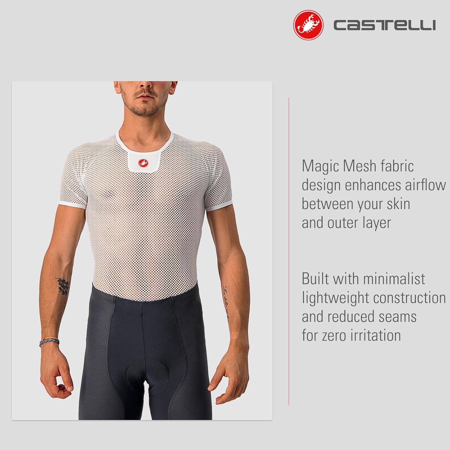 CASTELLI Men’s Core Mesh 3 Short Sleeve, Ultra-Lightweight Moisture-Wicking Base Layer for Hot-Weather Road Cycling - Image 4
