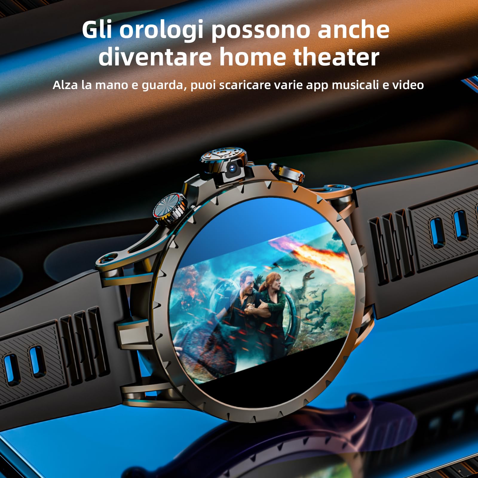 LOKMAT 4G SIM-Karten-Smartwatch, schermo AMOLED da 1,508 pollici, 3 GB + 32 GB, smartwatch per uomini e donne con fotocamera girevole, WiFi, GPS, Android 8.1, orologio Fitness Activity Tracker