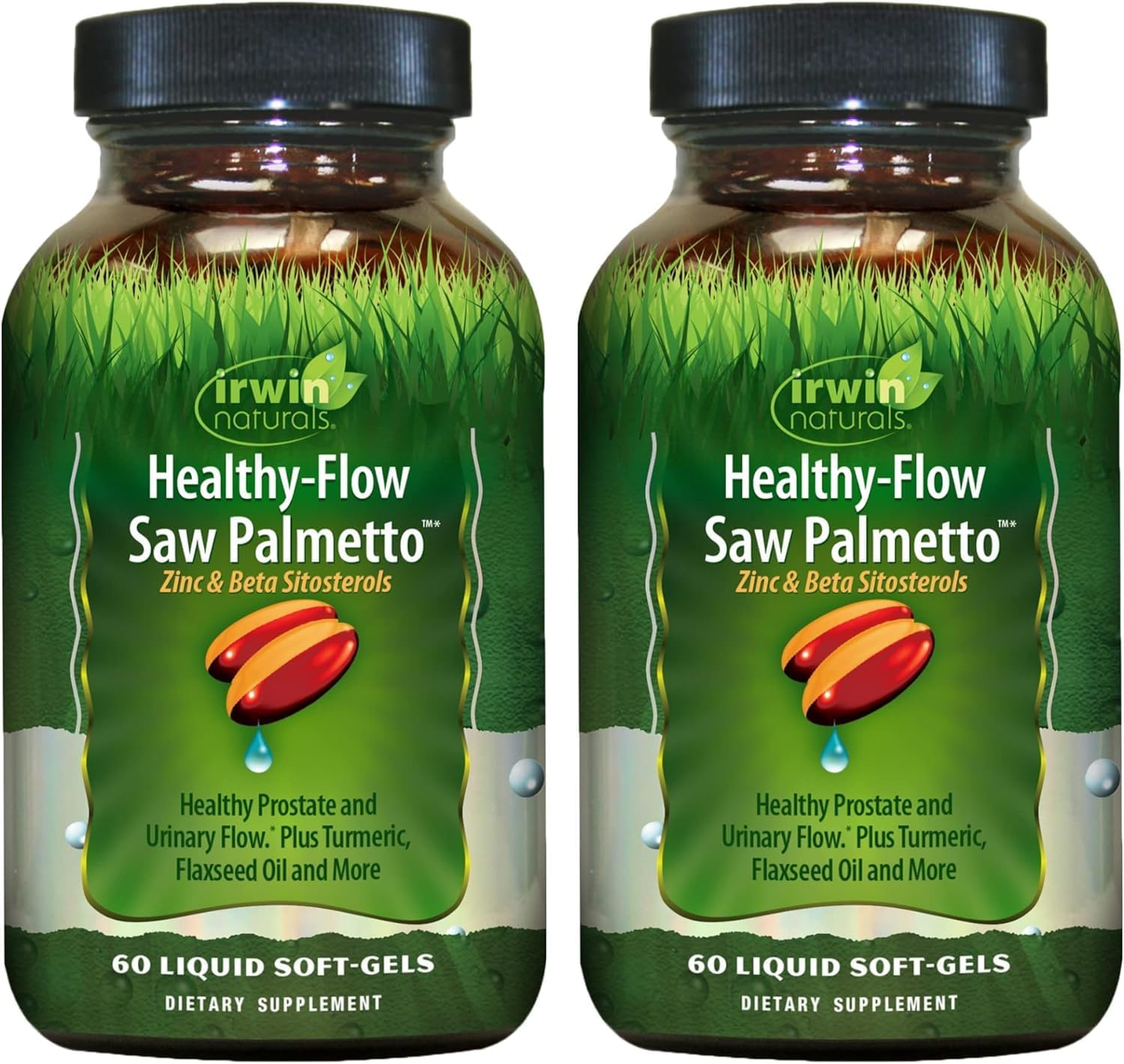 Irwin Naturals Healthy-Flow Saw Palmetto – 60 Liquid Soft-Gels – Prostate & Urinary Flow Support - 2 Pack
