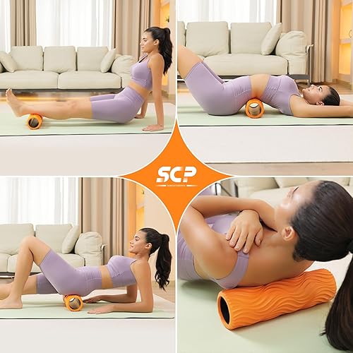 Miniatura 5 de Rodillo de espuma - Rodillo de masaje muscular para dolor de espalda y estiramientos - Textura ergonómica de onda ancha - Masaje muscular profundo