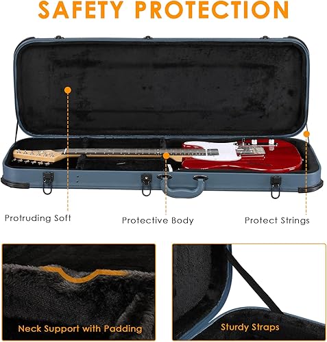 Miniatura 5 de Ktaxon Funda rígida para guitarra eléctrica, rectangular de madera estándar de 39 pulgadas, funda protectora de transporte para KSTKTL170 modelo con