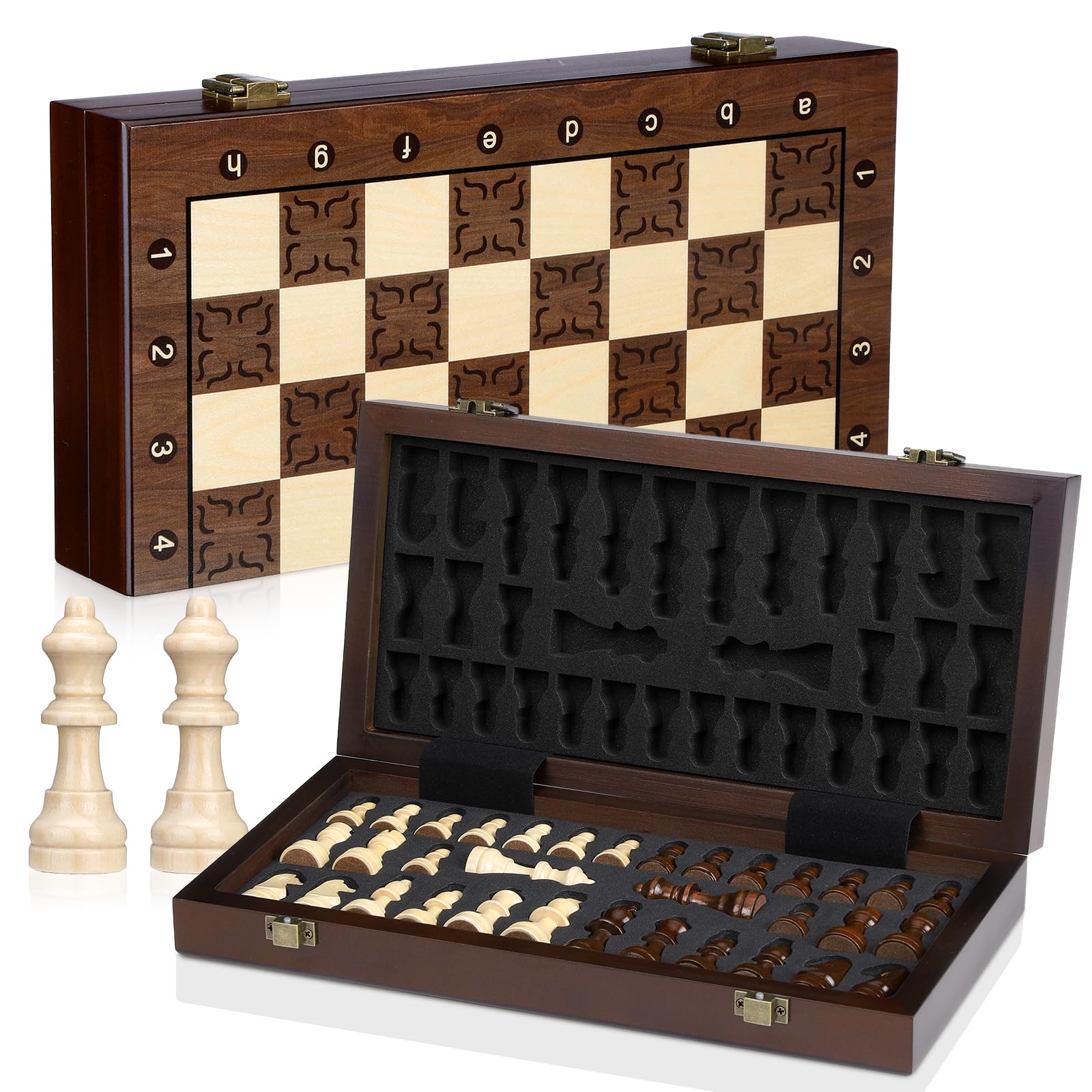 Aazon.co: AEROUS 15 Inches Agnetic Wooden Chess Set With 2 Extra Queens/Folding Board/Chess - View #10