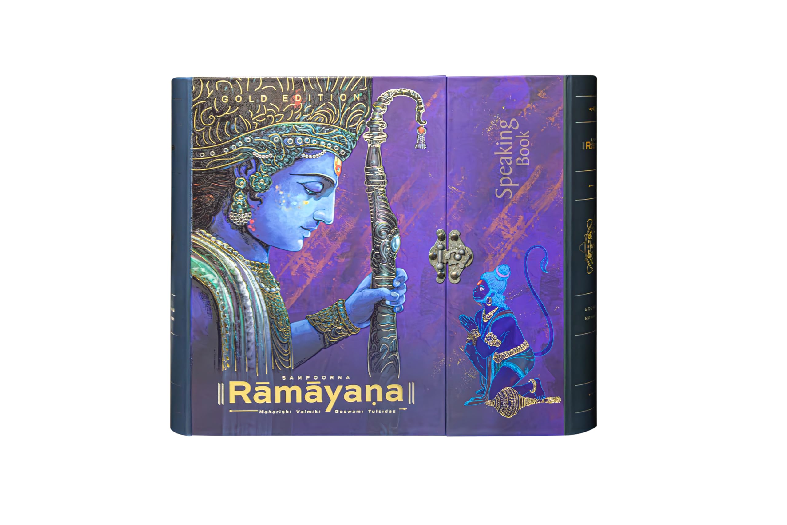 Sampoorna Ramayana The World’s First Talking Ramayana with Interactive Audio in 4 Languages | 800+ Pages, 200+ Illustrations, 24 Bhajans, Ram Katha, ... (Unveil the Divine Journey of Lord Rama) Hardcover – 30 September 2024