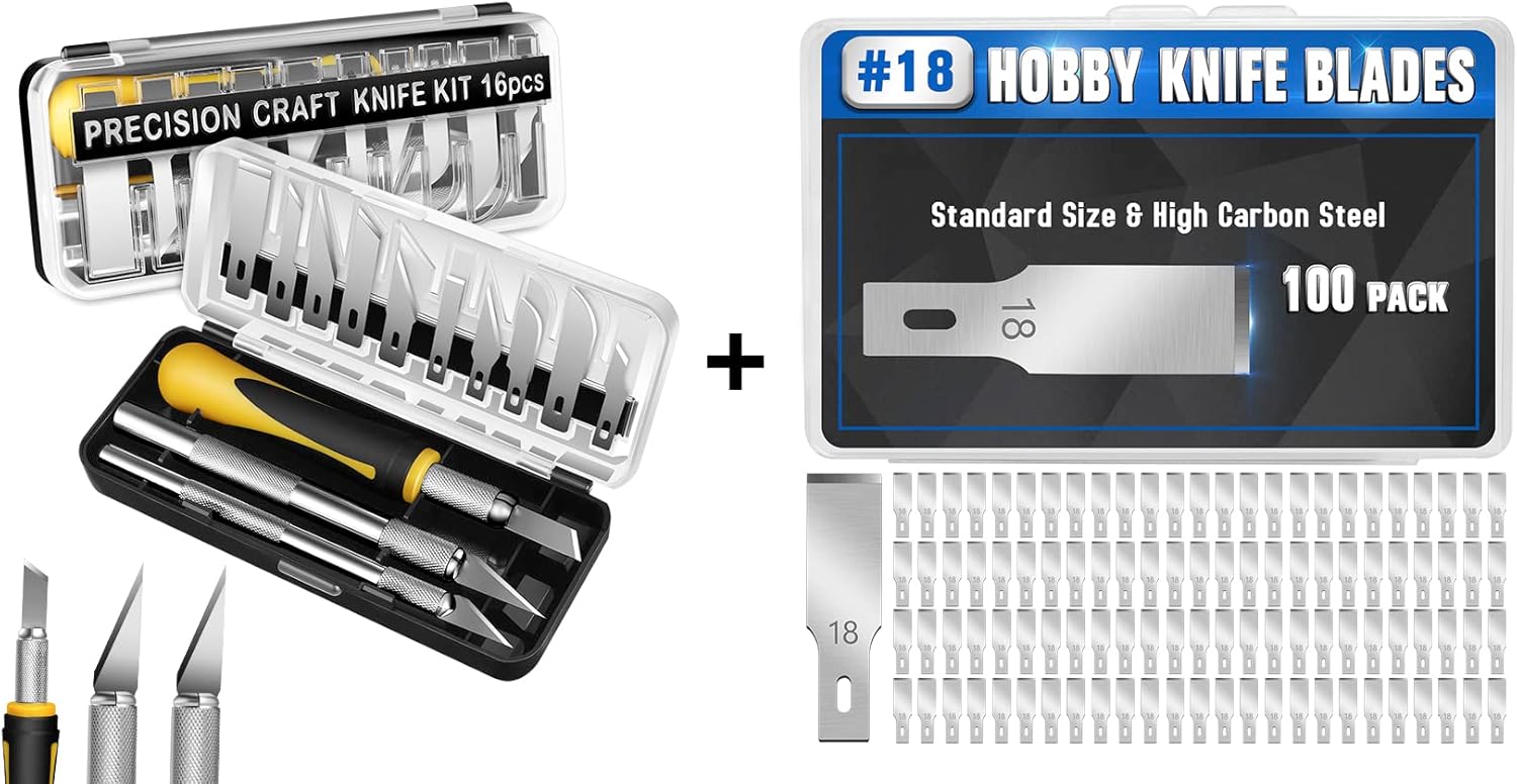 DIYSELF 16Piece Craft Knife Set with 100 Pack Exacto Knife