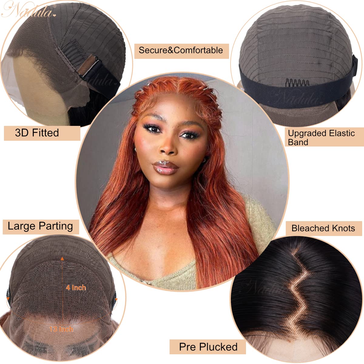 Amazon.com : Nadula Copper Brown Body Wave 13x4 Lace Front Wigs