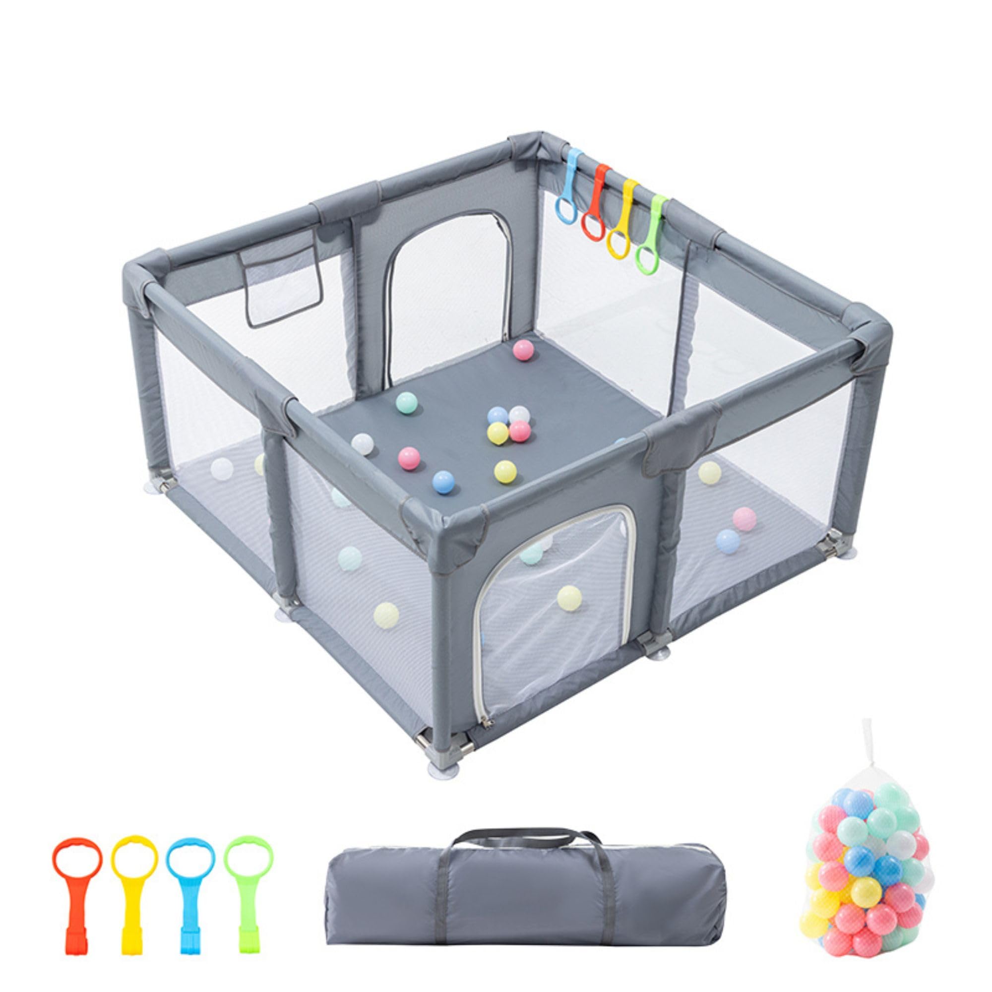 Parco per bambini, parco bambino in tessuto oxford, parco bambini con lati in rete, parco bambino modulabile-centro attività parco bambini, ideale per interni ed esterni (1,5 m