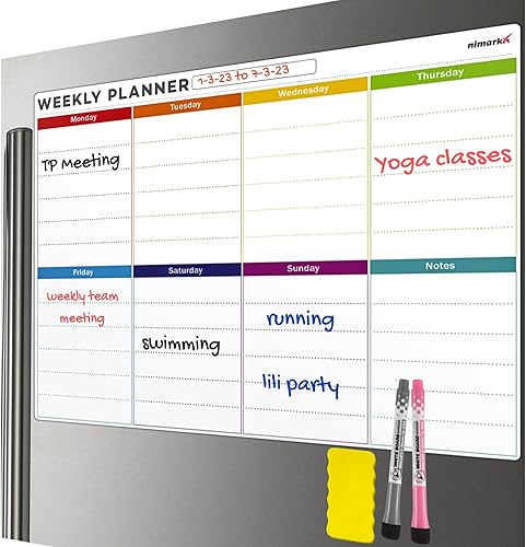 Calendario magnético semanal para refrigerador de 16 x 12 pulgadas, bloc de planificador semanal, tablero de comidasmenús y organizador familiar disponible en Yaxa Costa Rica