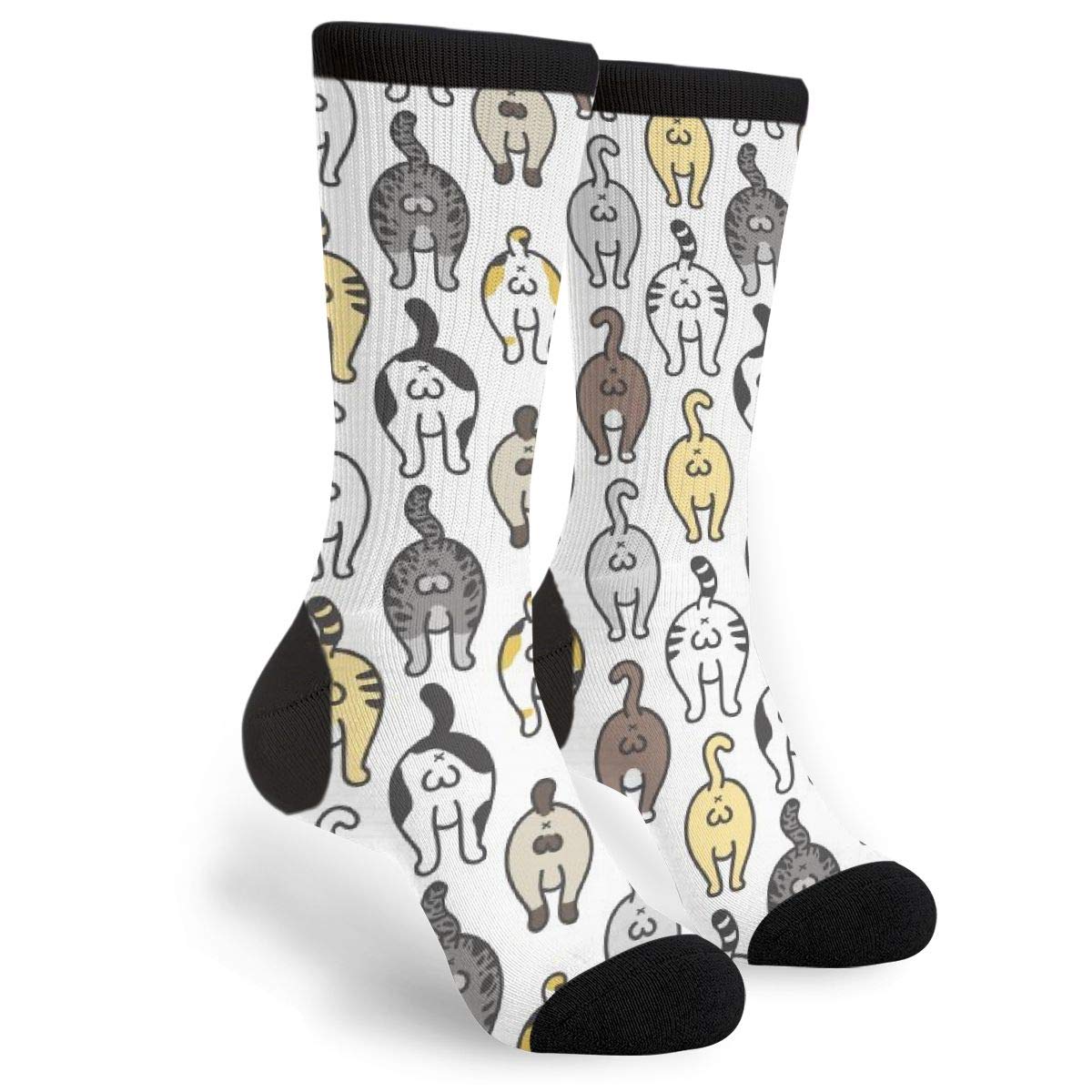 YISHOW Men's Women's Novelty Crew Socks, Funny Crazy Cat ...