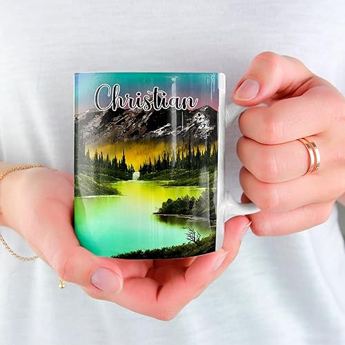 Miniatura 10 de Taza de café personalizada con nombre y letra inicial, monograma con diseño floral azul del alfabeto, taza de café blanca con inicial del alfabeto,