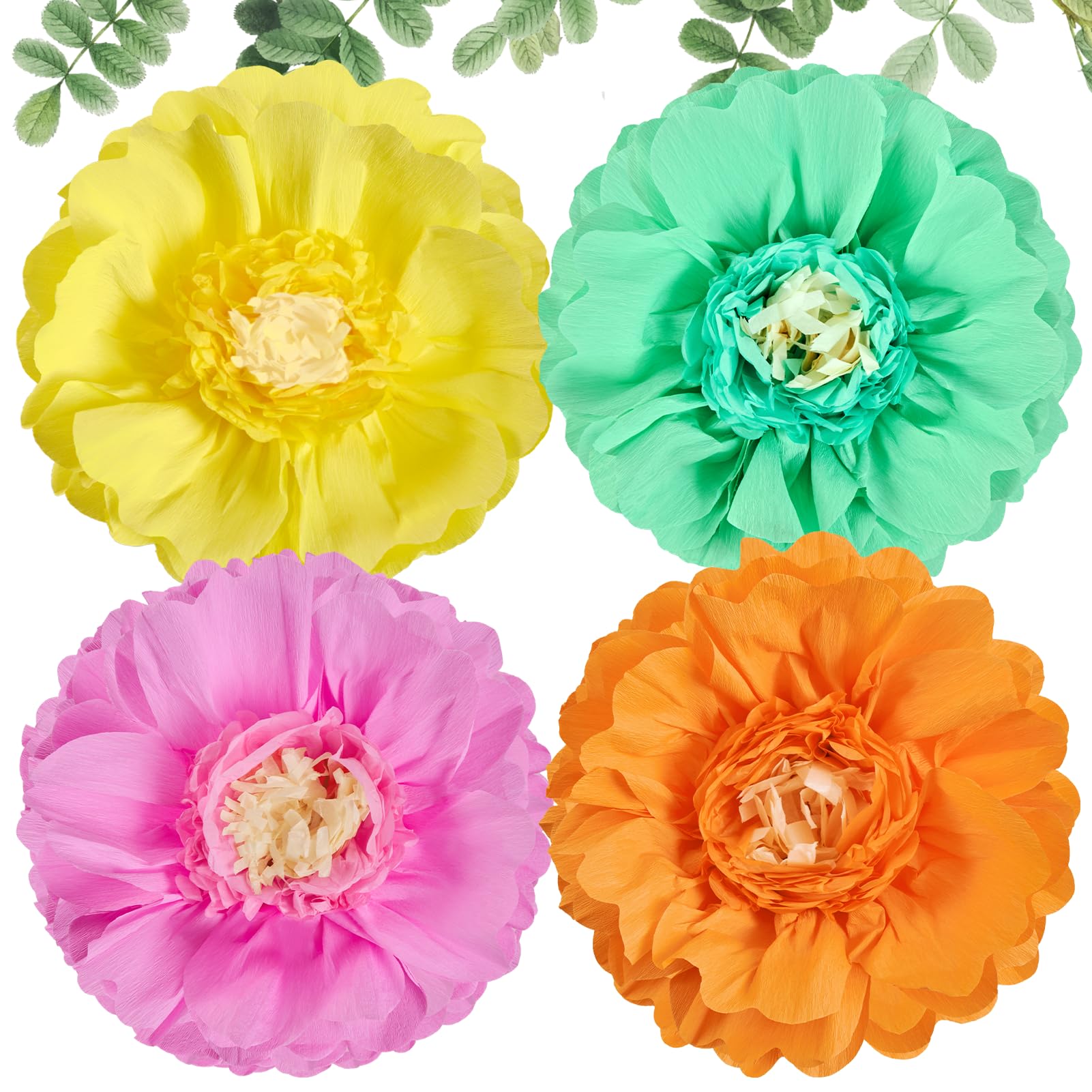 SUNBEAUTY Giant Colorful Paper Flowers Party Decorations 20" Large Fiesta Bulletin Board Tissue Pom poms Room Wall Decor for Birthday Wedding Bridal