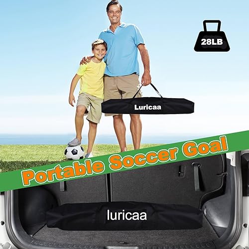 Miniatura 5 de Portería de fútbol plegable, red de fútbol portátil de 12 x 6 pies 6 x 4 pies para patio trasero, de configuración rápida con 1 bolsa de