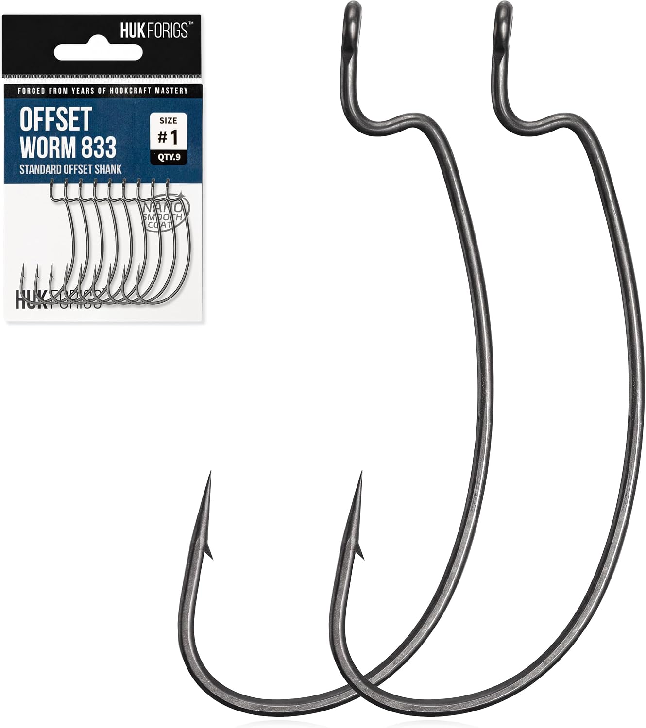 Standard 833 Offset Worm Hooks for Bass Fishing