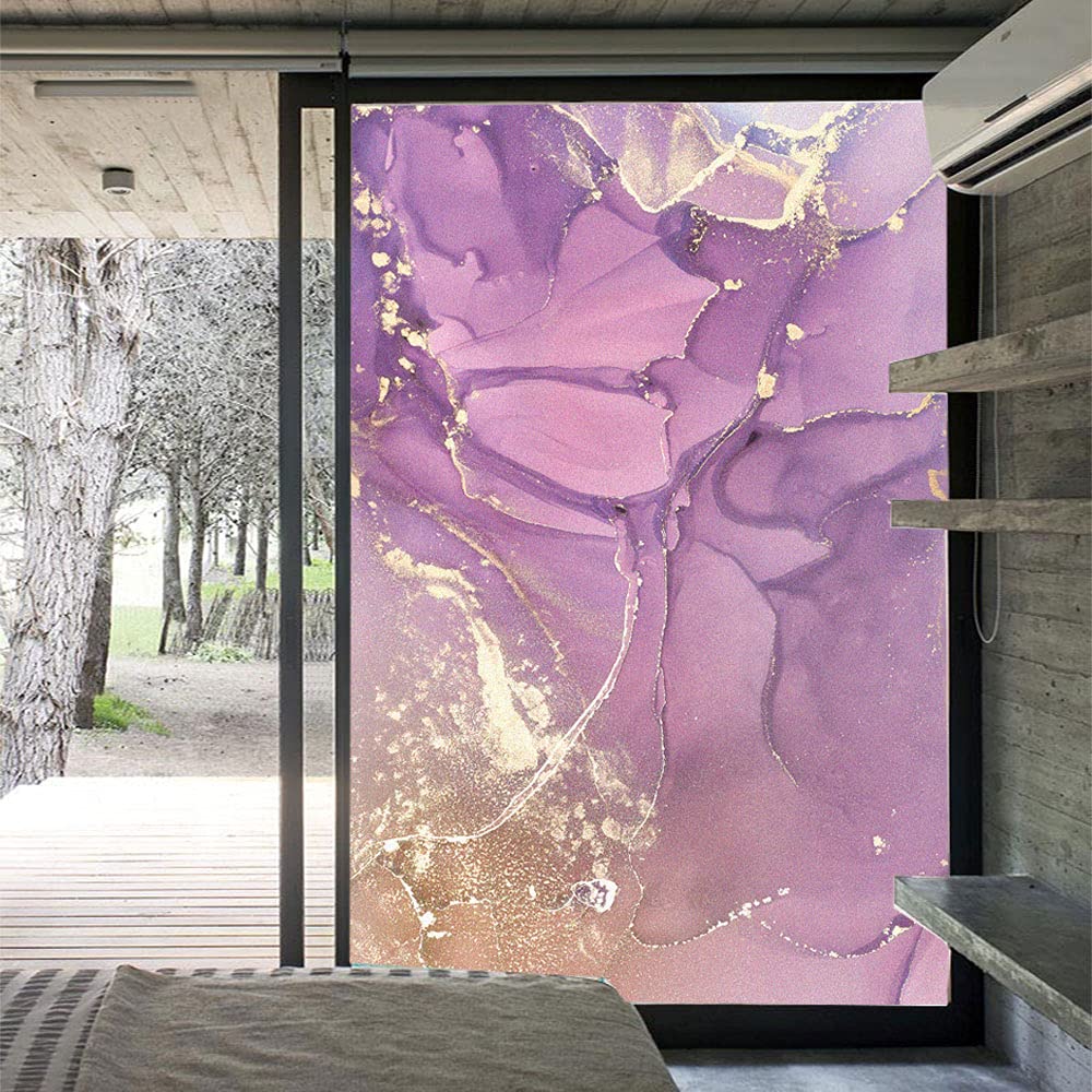 Sichtschutz-Fensterfolie, 3D-Marmor, dekorative Folie, statische Haftung, Fensterverkleidungen, Hitzeregulierung, Glasaufkleber für Zuhause, Sonnenschutz, Muster C B 43,3 x H 78,74 (110 x 200 cm)