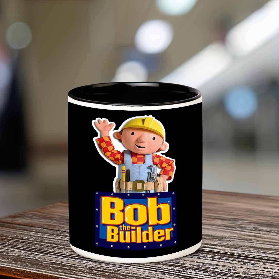 Chanakya Ceramic Bob The Builder Inner Black Mug, Multicolor, 350 Ml