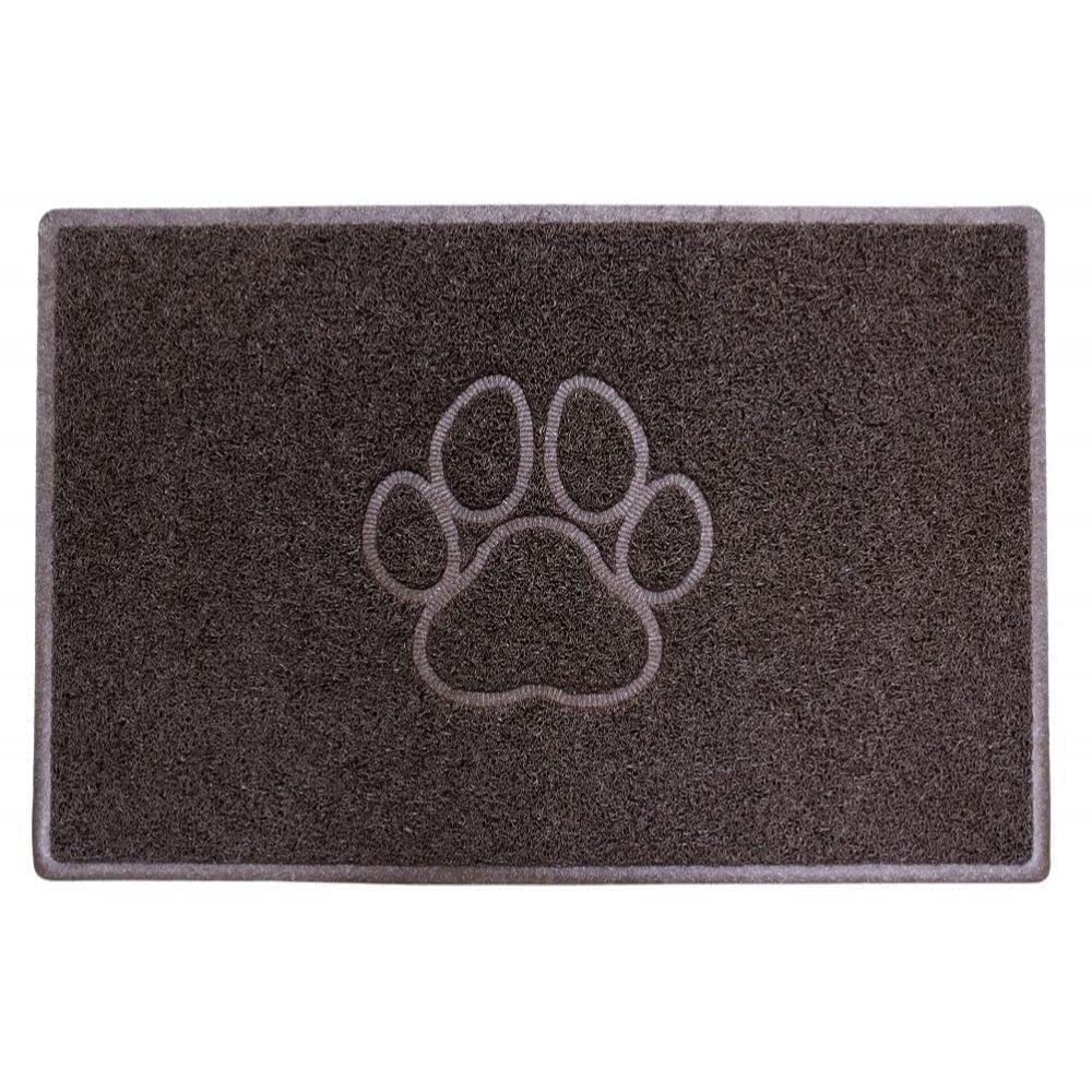 Rackhams Brown "Paw Print" Embossed Loofah Textured Spaghetti Door Mat - 90Cm X 60Cm - Yes (Suitable For Indoors)