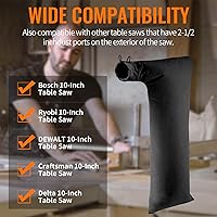 Vista 2 de Bolsa colectora de polvo para sierra de mesa compatible con Bosch/Dewalt/Ryobi/Craftsman/RIGID/Metabo/Kobalt/Skilsaw/Delta