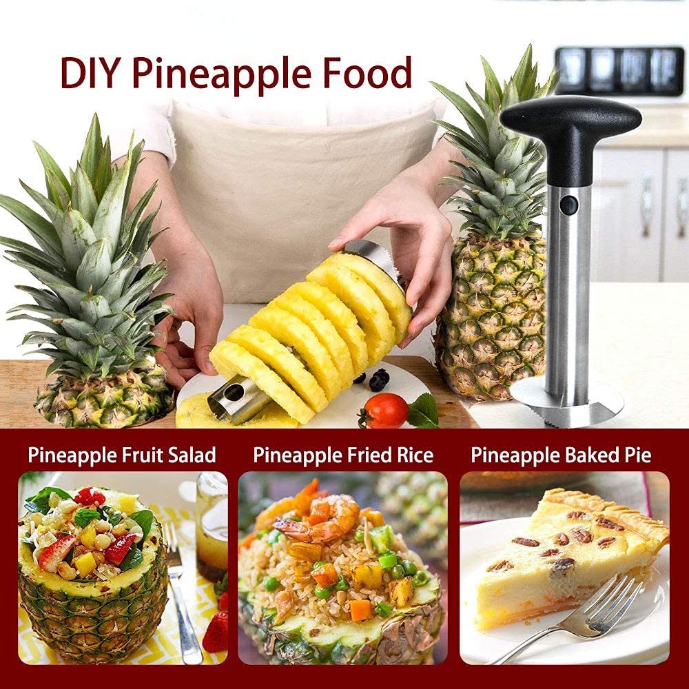 Coupe Ananas, Acier Inoxydable, Facile à Nettoyer, Poignée Antidérapante, Coupe Fruit pour les Anneaux de Fruits de Cuisine