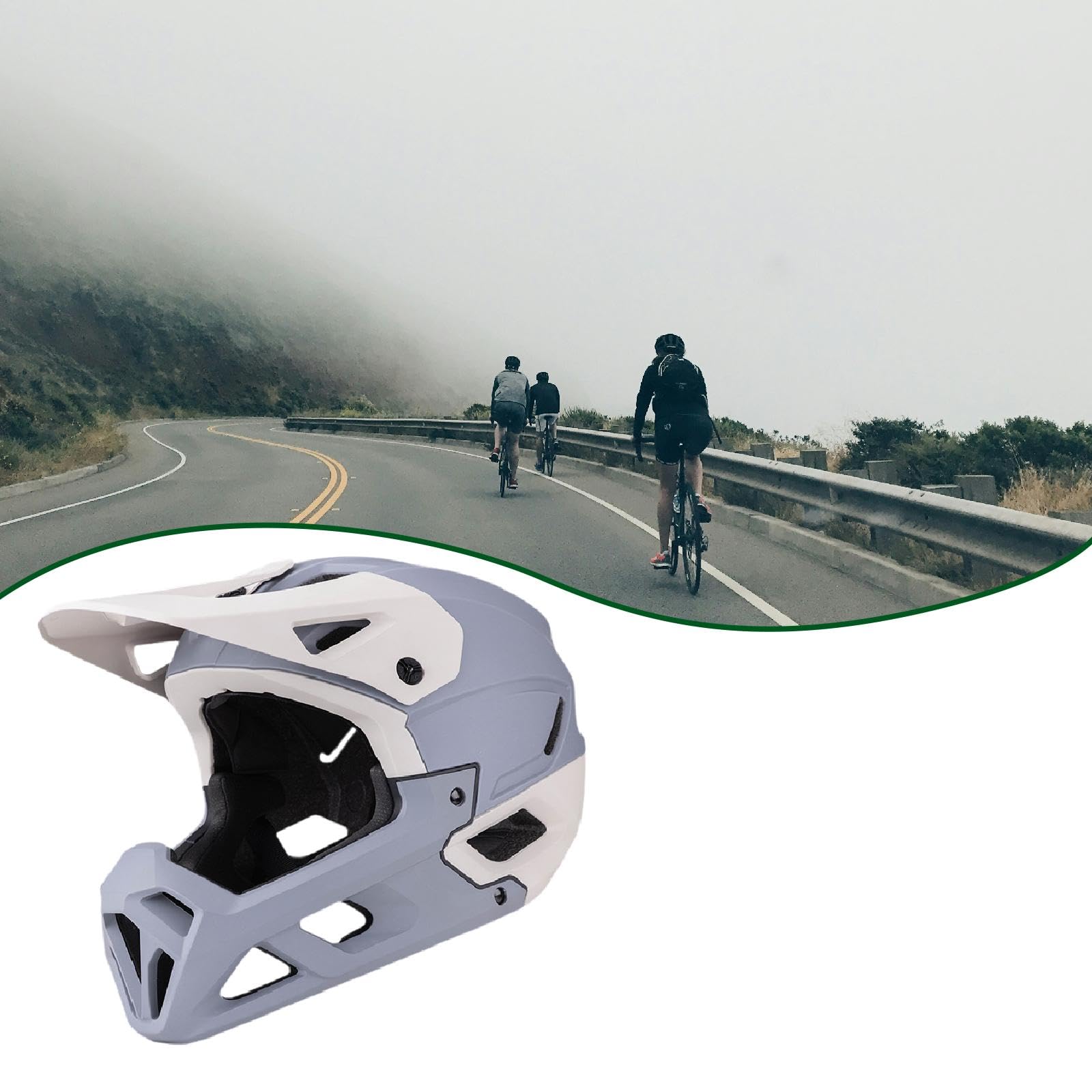 Casco Integrale da Bici con Visiera Parasole, Adatto per Mountain Bike E Ciclismo su Strada, Design Regolabile.