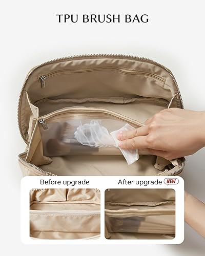 Miniatura 79 de EACHY - Bolsa de maquillaje de viaje, bolsa de cosméticos de gran capacidad para mujeres, portátil, impermeable, bolsa de aseo plana abierta