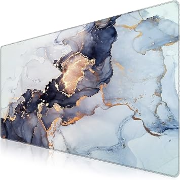 iCasso Gaming Mouse Pad Large 90x40cm Marble Pattern Washable Desk Mat Non-Slip Rubber Base Desk Pad for Work Game Office Home Blue Gray