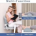 Shinnwa Oreiller à genou pour le dos, Oreil à demi lune pour les jambes et la douleur au dos, oreiller à jambe avec couverture lavable, support lombaire (gris clair)
