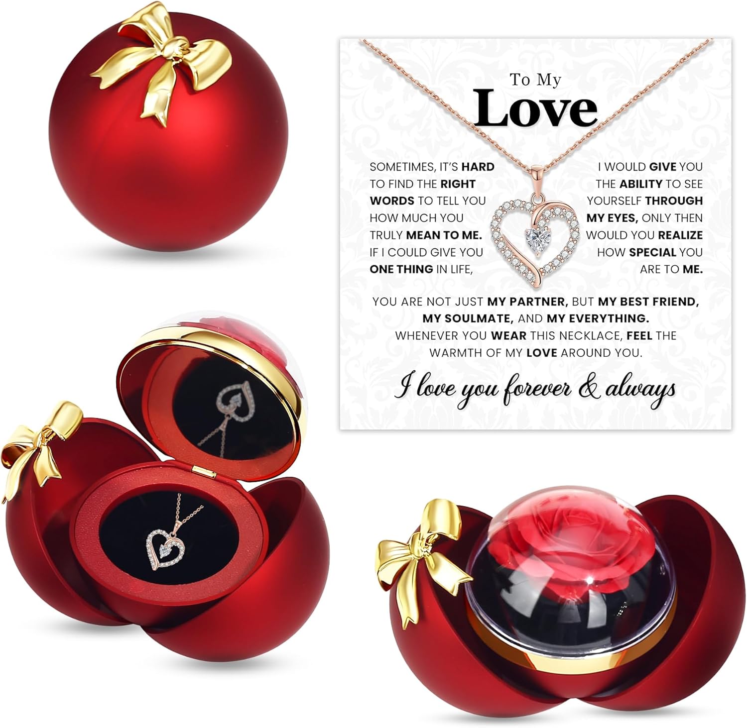 To My Wife Necklace from Husband- Gifts for Girlfriend, Fiancé, Soulmate Jewelry for Women on Christmas, Birthday, Anniversary & Valentine's Day