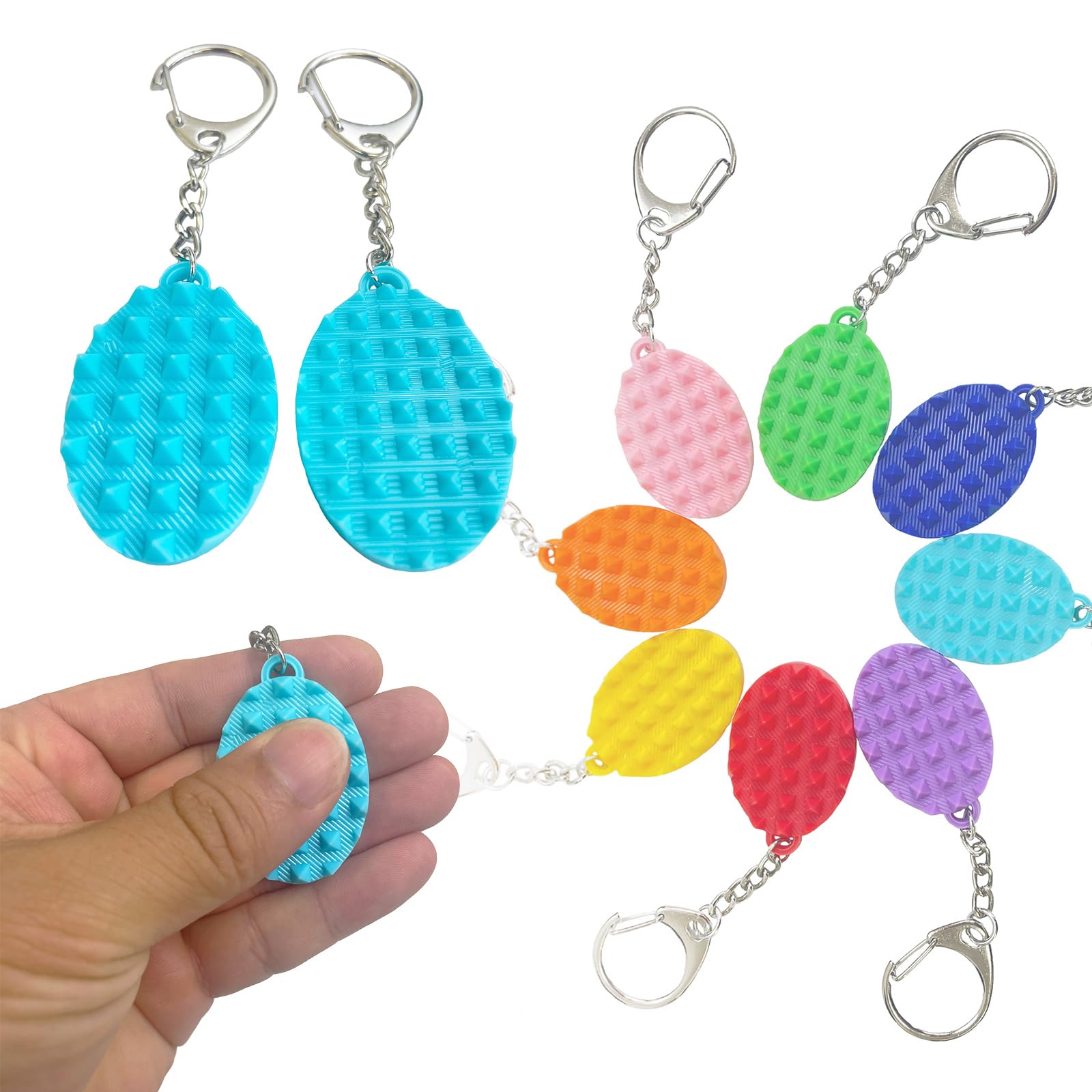 PARKUVALLEY Little Ouchies Pain Stim Fidget Toys (2pcs), Portable Stress Relief Keychains for Anxiety, Focus & Sensory Needs, Silent Grip Toy Gift for Adults (Cyan)