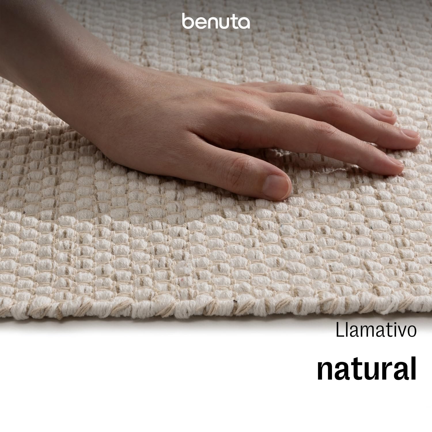 benuta Basic Alfombra Algodon Ron - Crema 200x290 cm - 100% Tejida a Mano - Estilo: Uni, Minimalista, Natural - Fácil Cuidado para Salon, Sala de Estar y Dormitorio