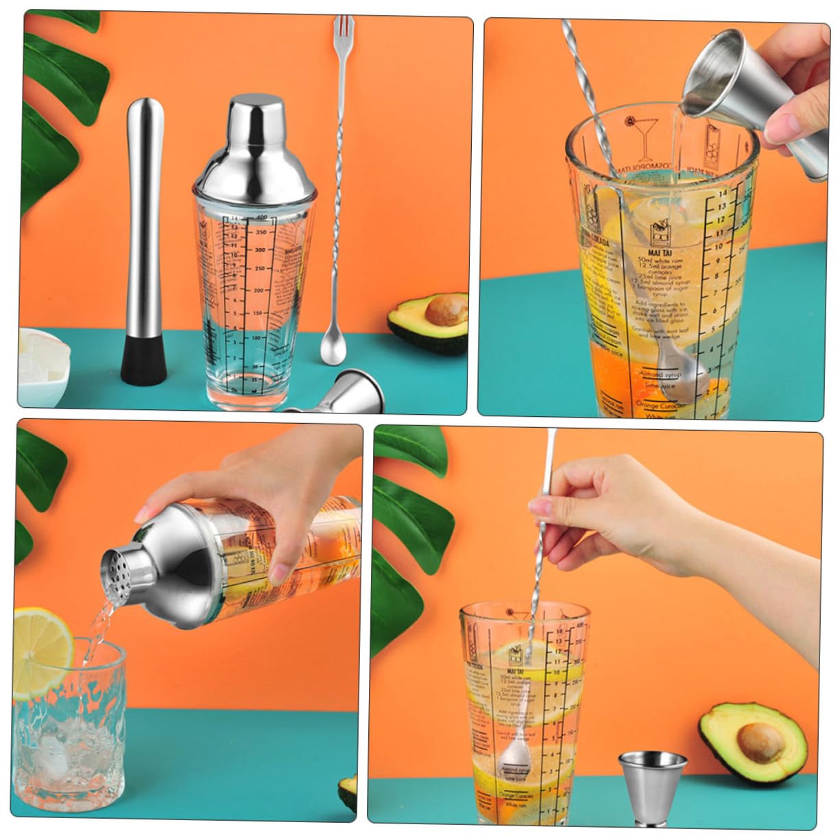 Ipetboom Attrezzature per Mixologia in Acciaio Inossidabile Shaker per Cocktail Strumenti per Cocktail e Mixologia Colore Casuale