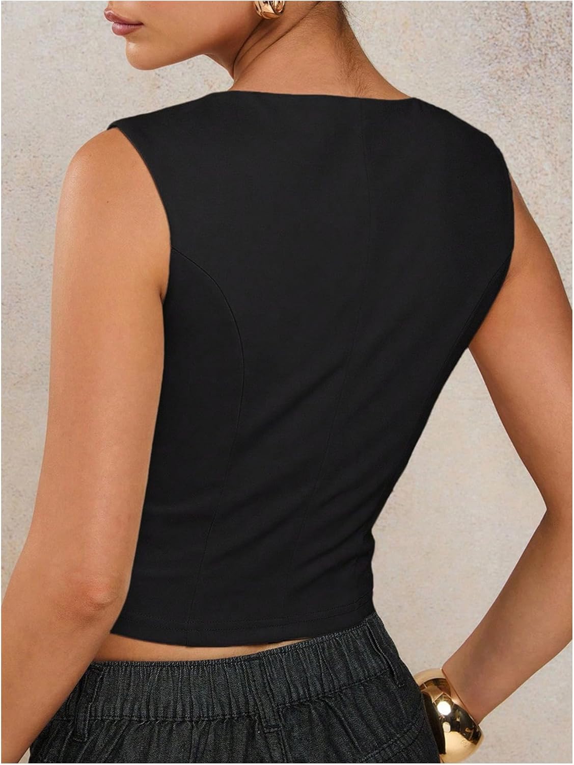 Floerns Women's Sleeveless Tank Top Notched V Neck Slim Fit Dressy Casual Camisole - Image 2