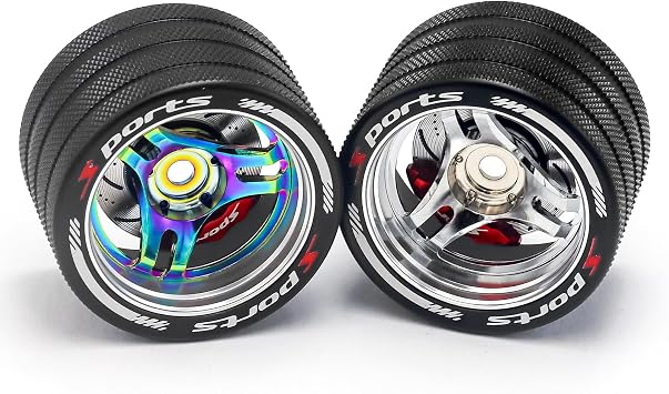 GOUPRC Upgrade Metal RC Hand Wheel Remote Control Steering Wheel with Brake Disc Brake Caliper for SANWA MT4/MT5/M12/M17 Flysky NB4Series WFLY X9Series RC Remote Control (zong) (Silvery)