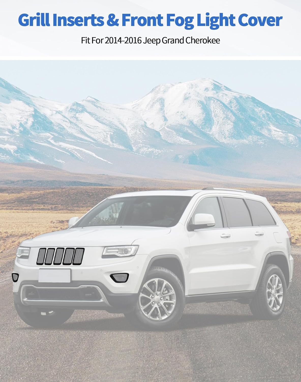 for Grand Cherokee Grill Inserts Front Grille Mesh no Mesh Cover Guard + Front Fog Light Lamp Trim Cover Fit For 2014-2016 Jeep Grand Cherokee