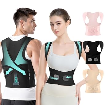 babaka Posture Corrector for Women and Men, Invisible Lightweight Adjustable Back Brace for Upper and Lower Back Pain Relief, Hunchback, Hump, Scoliosis, Thoracic, Spine Corrector Under Clothes Black, Medium, Waist 29-35