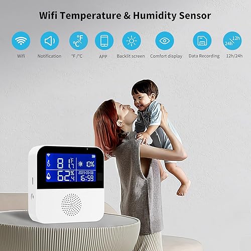 Miniatura 4 de Chatthen Termómetro inalámbrico para interiores y exteriores, termómetro digital WiFi con aplicación inteligente y grabación de datos, monitor