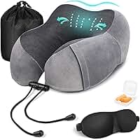Travesseiro de Pescoço Formato U para Viagem Avião Carro Ônibus Almofada Ortopédica Ergonômica com Espuma Viscoelástica para Cervical(Cinza)