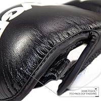 Vista 4 de Revgear Pro Series MS1 MMA Boxing Gloves, Premium Leather for Muay Thai, Sparring, MMA Enthusiasts, Medium, Black, Ideal for Training, Great Negro