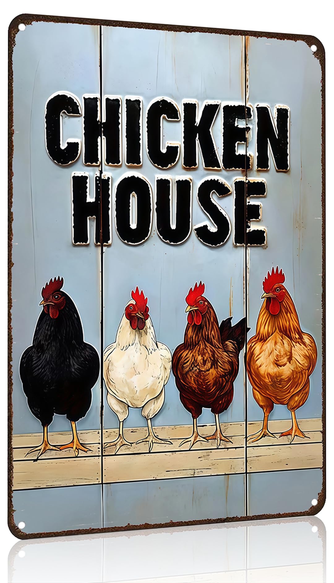 Funnysign Vintage Chicken Sign Chicken House Tin Sign for Chicken Coop Farm Kitchen Garden Yard Decor 8x12 inch (3909)