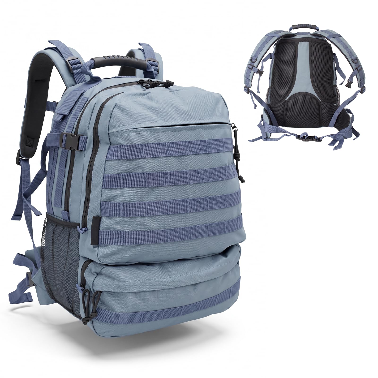 Bordlite 25L Military Tactical Backpack, Heavy Duty MOLLE Rucksack with Padded Shoulder Straps, Waist Belt, Multiple Compartments for Hiking, Camping, Travel, Gym & Work, Grey