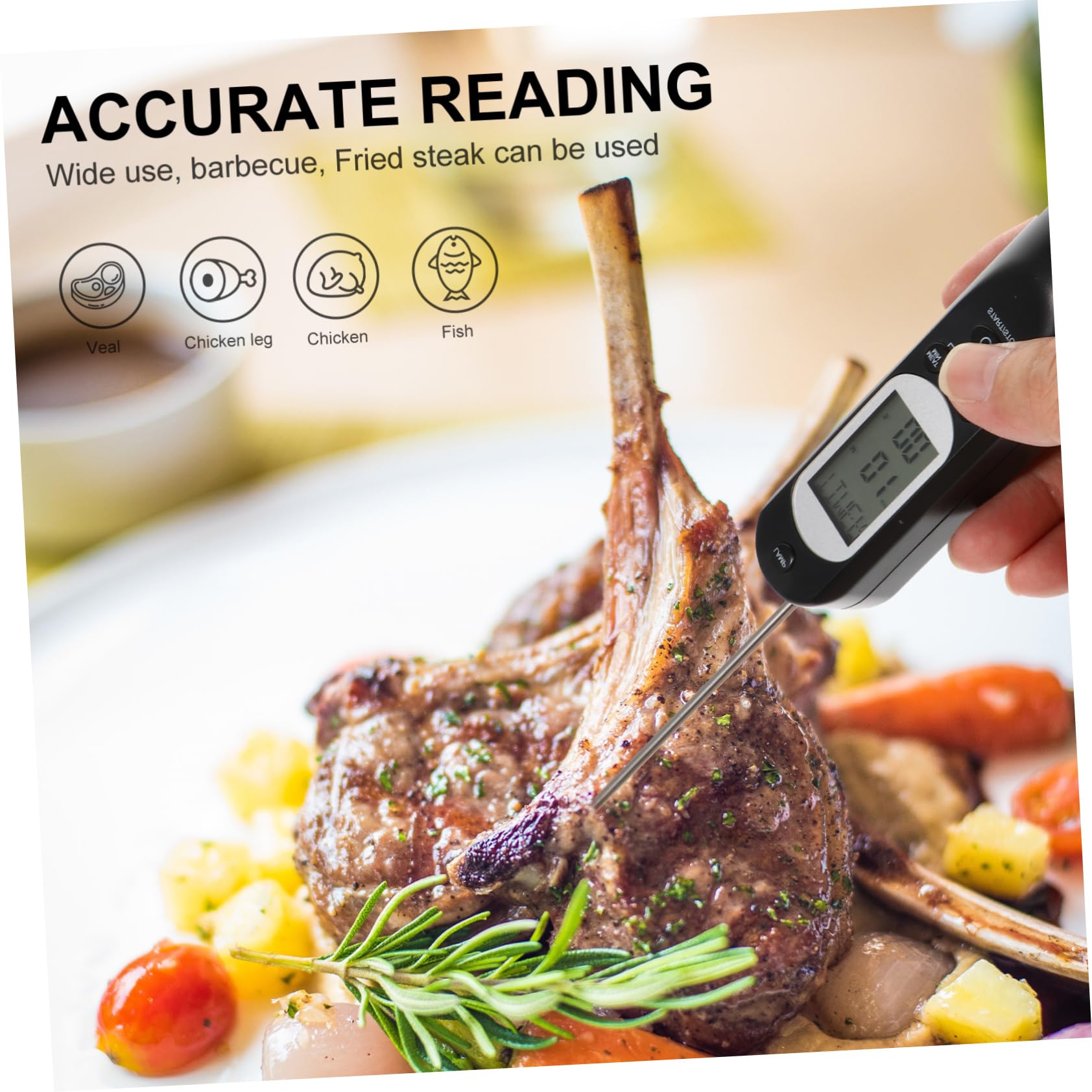 PRETYZOOM 2juegos Digital De Cocina Usb Recargable Para y Bbq Medidor De Temperatura Alarma De Voz Diseño Práctico y Duradero Para Cocción Tipo De Carnes