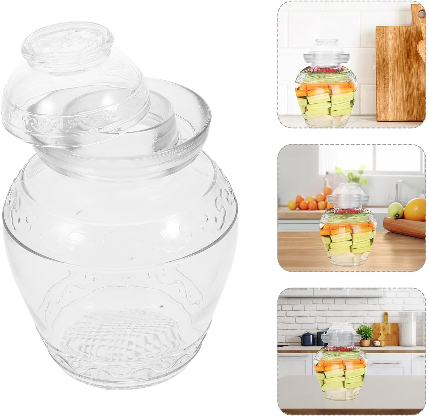 GALPADA Glass Pickle Vegetable Jar Large Capacity 3 Jin Thickened Glass Food Storage Canister Airtight Sealed Fermentation Container for Home and Kitchen Use