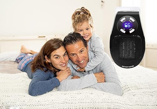 Miniatura 7 de Calentador eléctrico inteligente de 500 W con termostato y temporizador ajustables, protección contra sobrecalentamiento, pantalla LED,