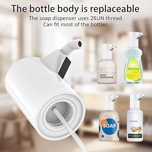 Miniatura 5 de Dispensador automático de jabón ajustable, 4 niveles ajustables, dispensador de líquido eléctrico recargable, bomba desinfectante de manos sin